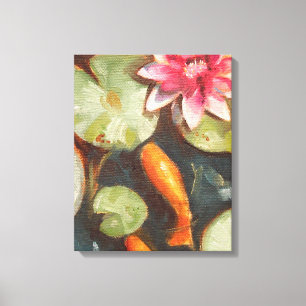 Goldfish Koi Pond Water Lilies Canvas Print