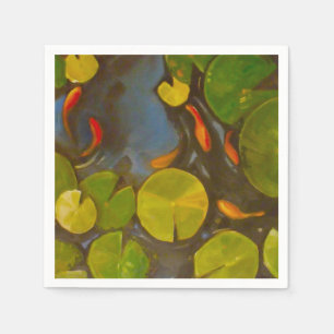 Goldfish Koi Pond Water Lilies Napkin