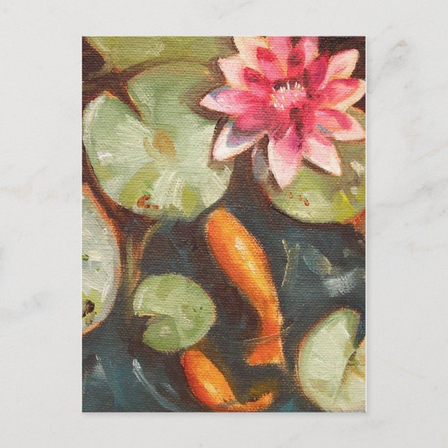 Goldfish Koi Pond Water Lilies Postcard (Front)