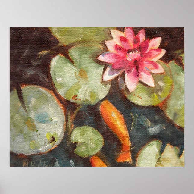 Goldfish Koi Pond Water Lilies Poster (Front)