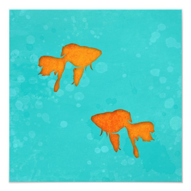 Goldfish orange silhouettes in turquoise water photo print (Front)