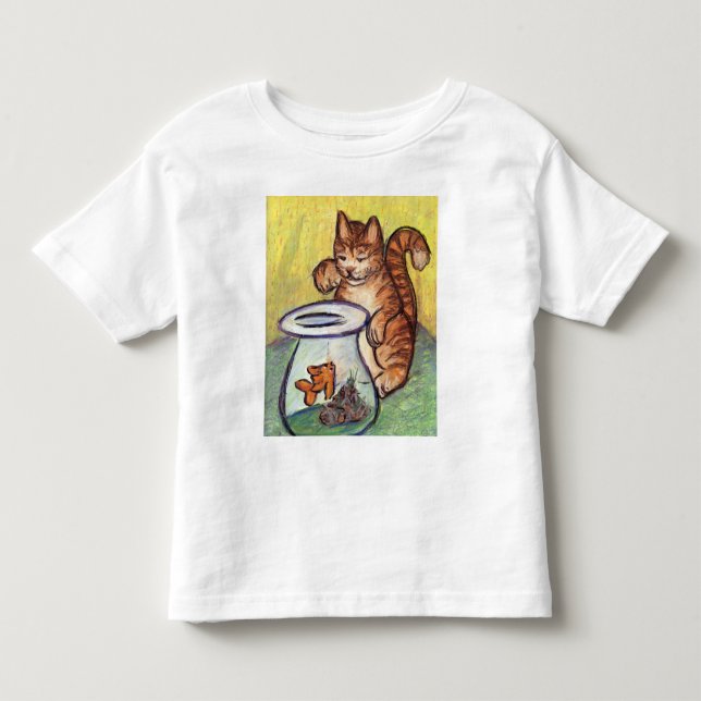 Goldfish & Orange Tabby Cat Custom Art T-Shirts (Front)
