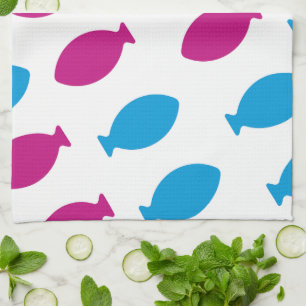 Goldfish pattern tea towel