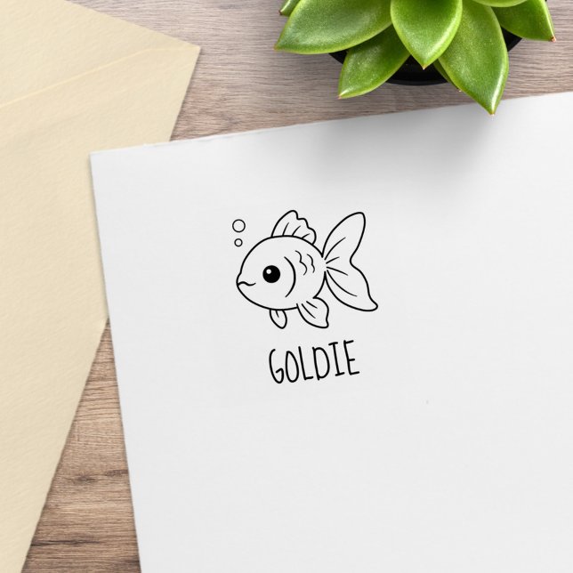 Goldfish Pet Custom Name 1x1 Rubber Stamp (Creator Uploaded)