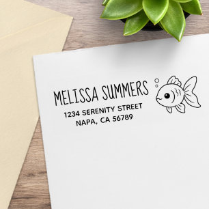 Goldfish Return Address Rubber Stamp