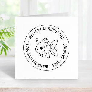 Goldfish Round Address Rubber Stamp