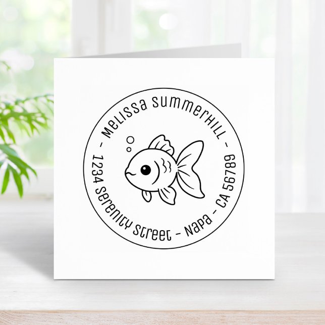 Goldfish Round Address Rubber Stamp (Creator Uploaded)