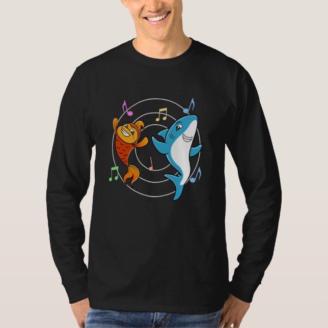 Goldfish Shark Dancing Cute Sea Animals T-Shirt (Front)