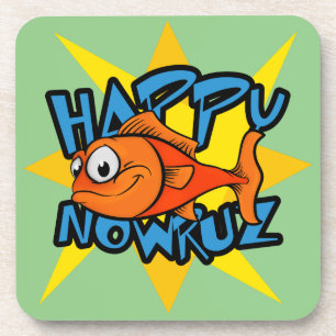 Goldfish Smiling Sun Persian New Year Nowruz Coaster