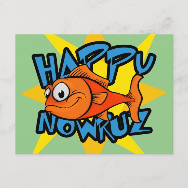 Goldfish Smiling Sun Persian New Year Nowruz Holiday Postcard (Front)