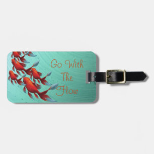 Goldfish swimming on blue, Asian Art Luggage Tag