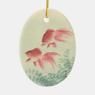 Goldfish Vintage Japanese Woodblock Print Ceramic Tree Decoration