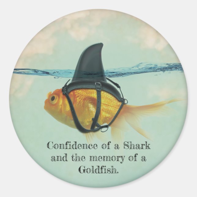 Goldfish with a Shark Fin Confetti Classic Round Sticker (Front)