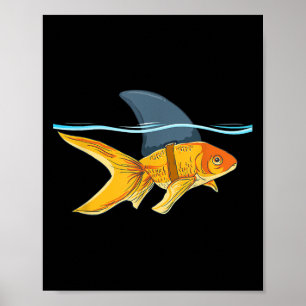 Goldfish With Fin Shark Funny Fi-shirt Poster