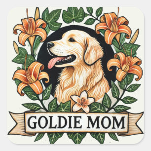 Goldie Mum Golden Retriever Dog Moms Square Sticker