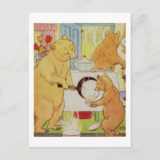 Goldilocks and Three Bears Vintage, Historical art Postcard