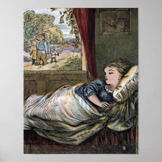 Goldilocks Asleep in Little Bear's Bed Poster
