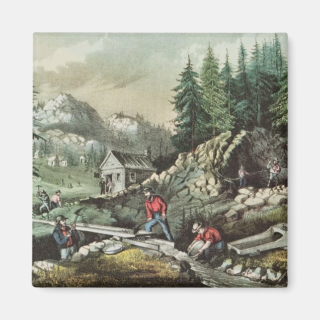 Goldmining in California, 1871 Magnet (Front)