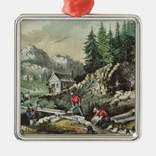 Goldmining in California, 1871 Metal Tree Decoration