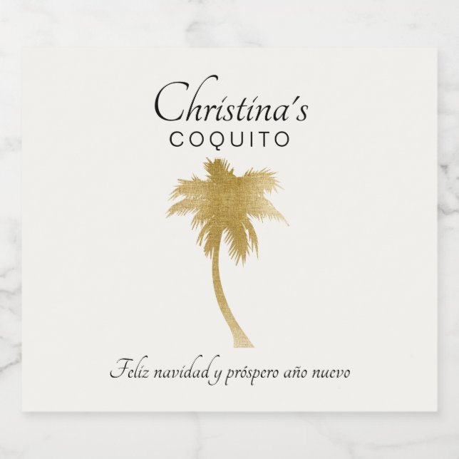 Goldtone Palm Tree Coquito Sticker (Single Label)
