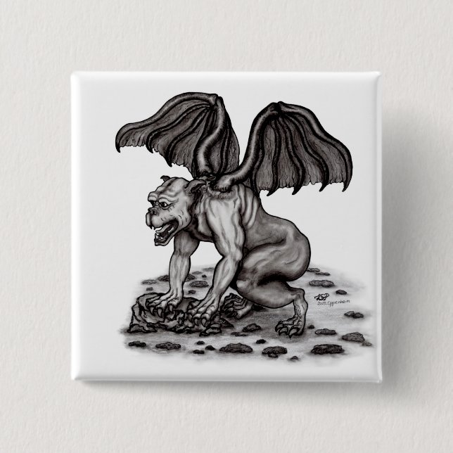 Golem Gargoyle 15 Cm Square Badge (Front)