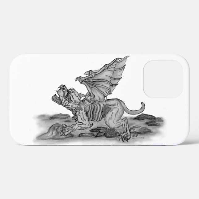 Golem Gargoyle black and white Design Case-Mate iPhone Case (Back (Horizontal))