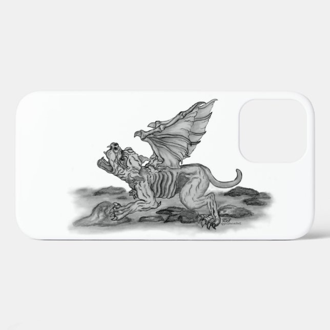 Golem Gargoyle black and white Design Case-Mate iPhone Case (Back (Horizontal))