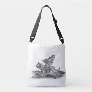 Golem Gargoyle , Black and White design Crossbody Bag