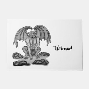 Golem Gargoyle , Black and White design Doormat