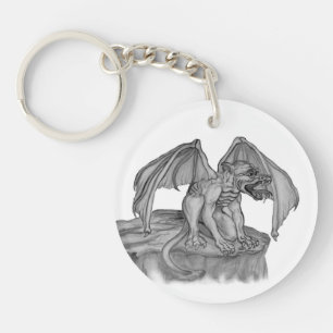 GOLEM - Gargoyle black-and-white Design Key Ring