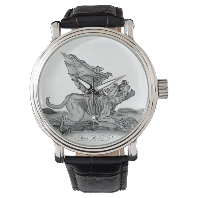 Golem Gargoyle, Black and white design Watch (Front)