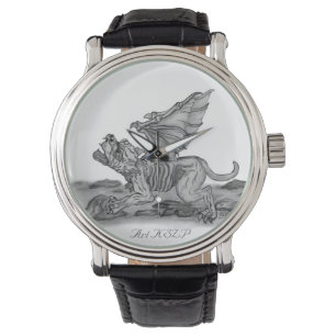 Golem Gargoyle, Black and white design Watch