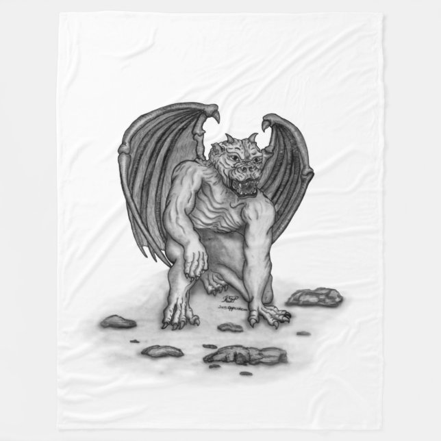 Golem Gargoyle Fleece Blanket (Front)
