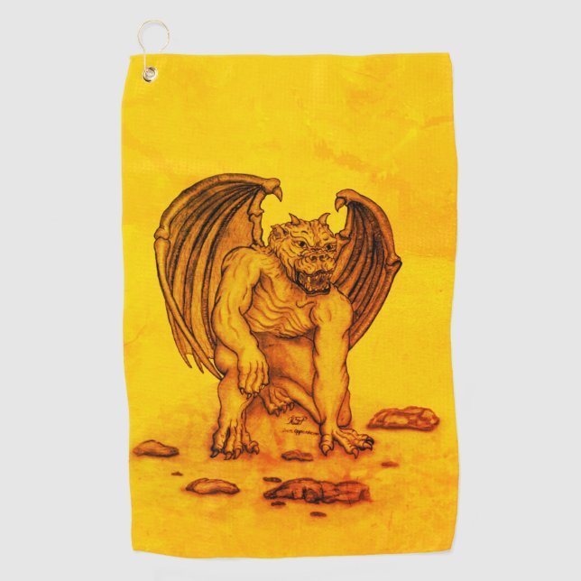 Golem Gargoyle Golf Towel (Front)
