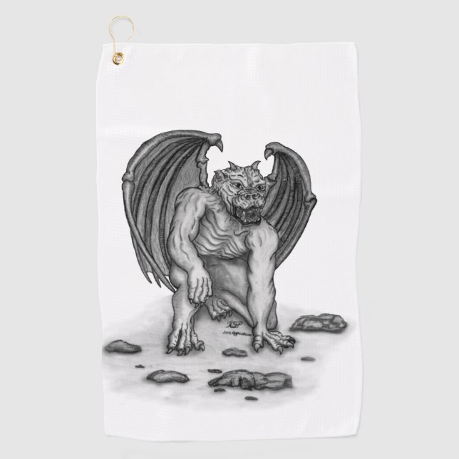 Golem Gargoyle Golf Towel (Front)