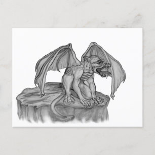 Golem Gargoyle Holiday Postcard