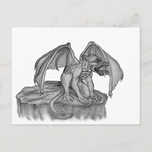Golem Gargoyle Holiday Postcard (Front)