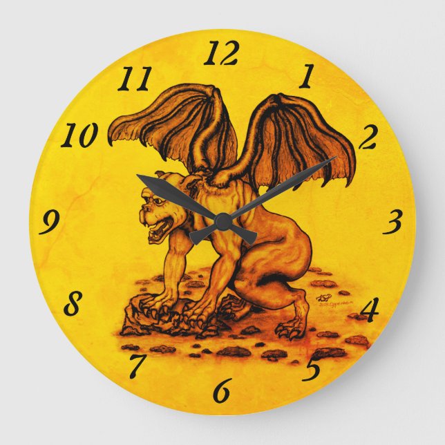 Golem Gargoyle Large Clock (Front)