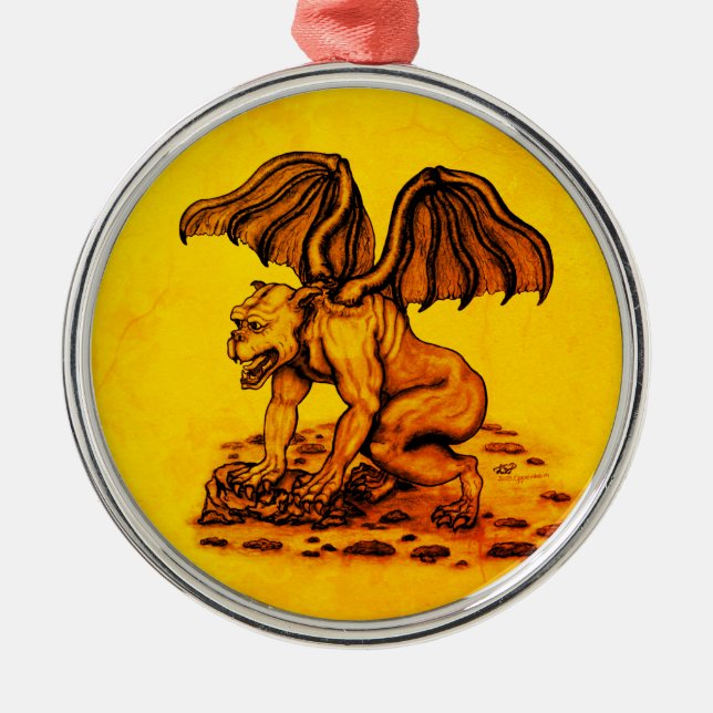 Golem Gargoyle Metal Tree Decoration (Front)