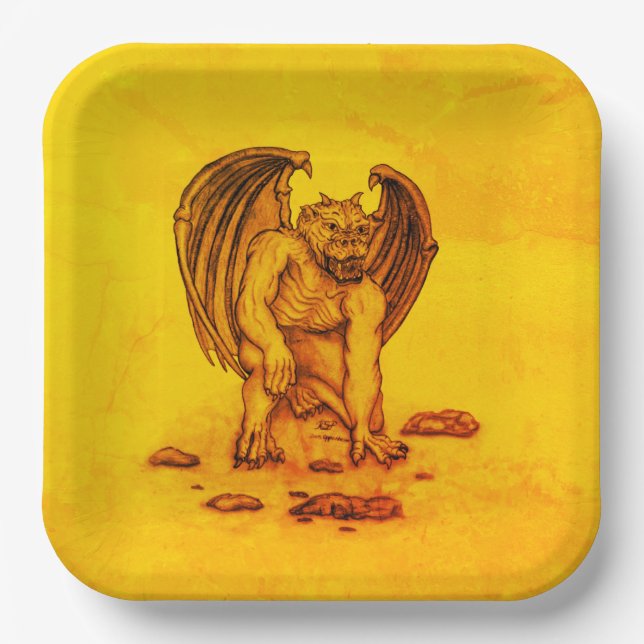 Golem Gargoyle Paper Plate (Front)