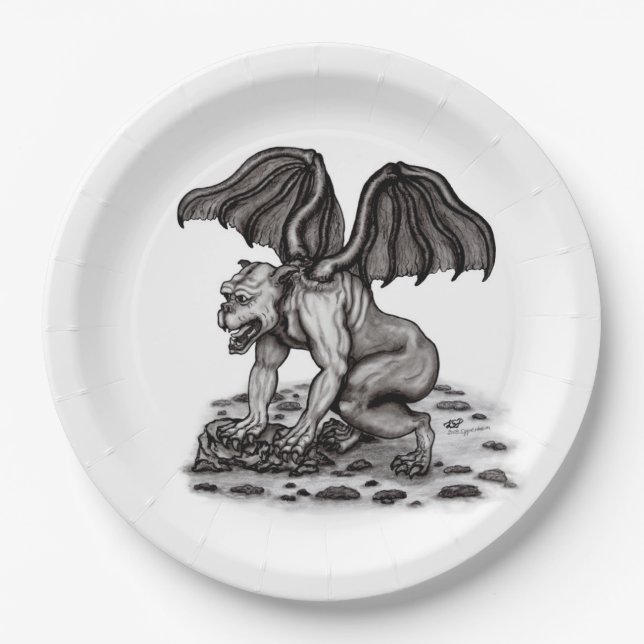 Golem Gargoyle Paper Plate (Front)