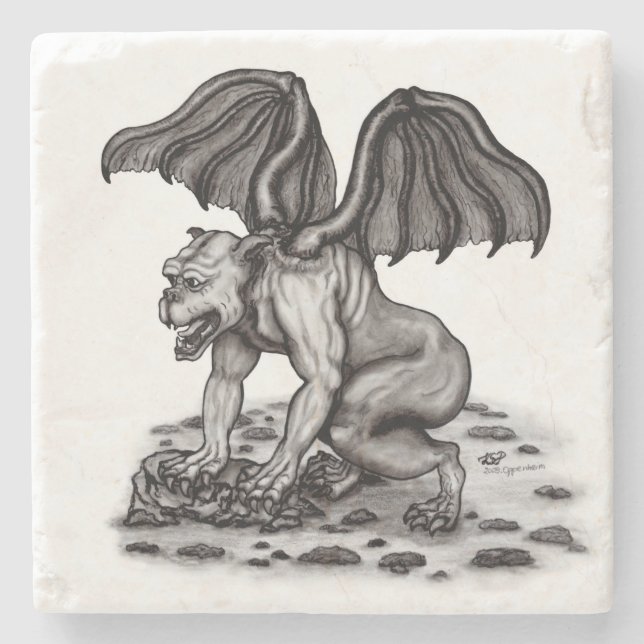 Golem Gargoyle Stone Coaster (Front)