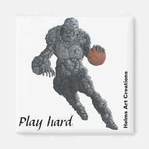 Golem Playing Basketball Fantasy Art Magnet