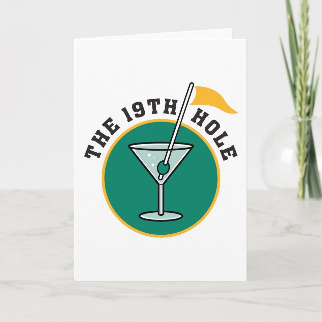 golf 19th hole drink time humour card (Front)