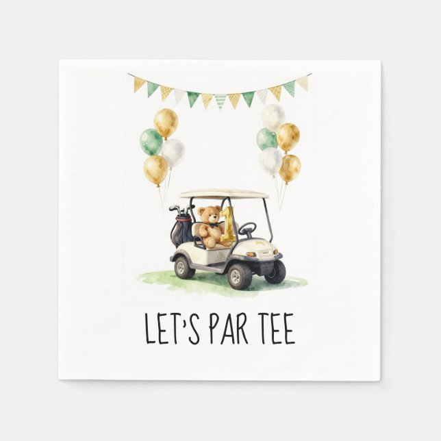 Golf 1st Birthday Let's Par Tee Napkin (Front)