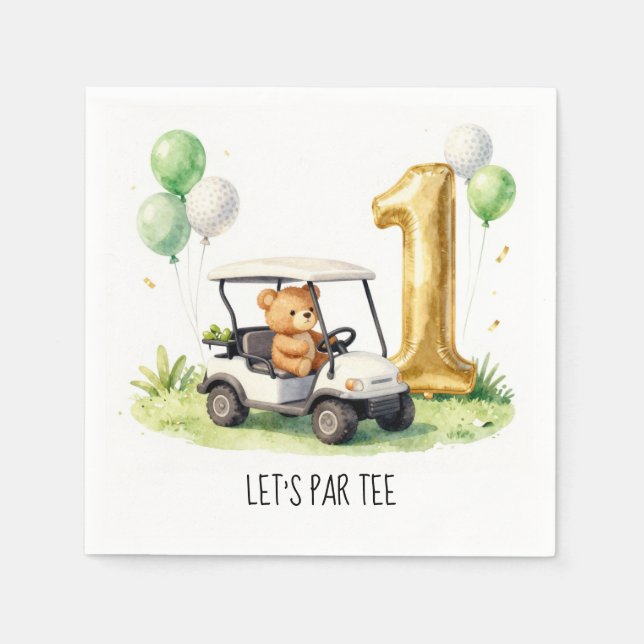 Golf 1st Birthday Let's Par Tee Napkin (Front)