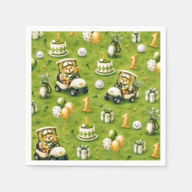 Golf 1st Birthday  Napkin (Front)