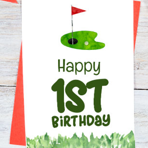 Golf 1st birthday one year old golfer card