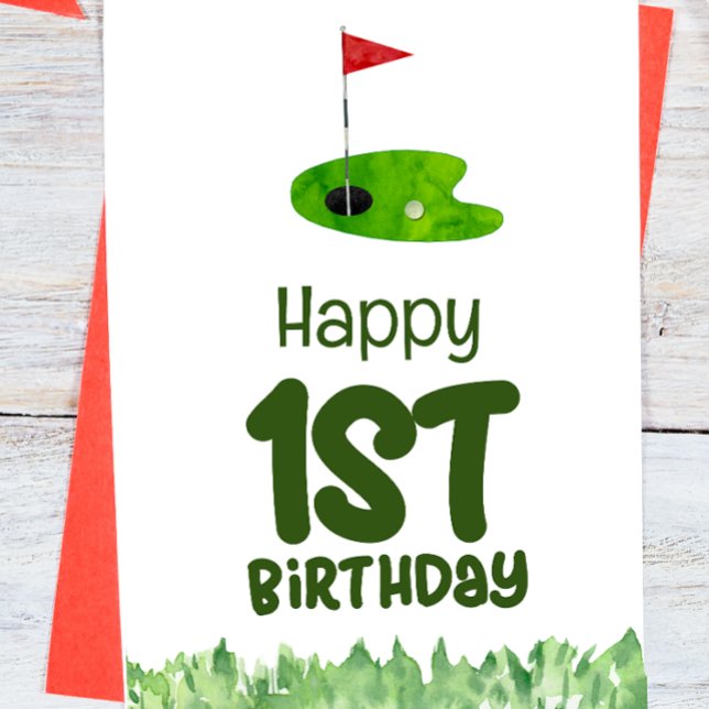 Golf 1st birthday one year old golfer  card (Creator Uploaded)