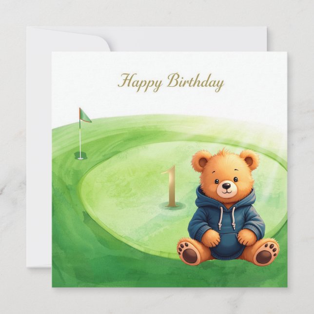 Golf 1st birthday one year old golfer  card (Front)